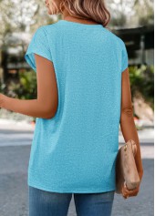 Sky Blue Floral Print Short Sleeve T Shirt | thumb picture 
