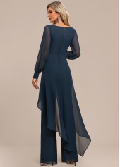 Peacock Blue Patchwork Long Scoop Neck Jumpsuit | thumb picture 