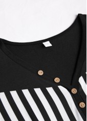 Black Button Geometric Print Long Sleeve T Shirt | thumb picture 