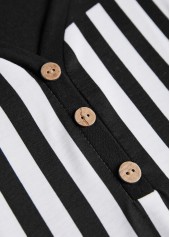 Black Button Geometric Print Long Sleeve T Shirt | thumb picture 