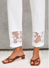 White Pocket Elastic Waist High Waisted Pants