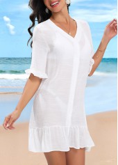 Lightweight White Button Up Cover Up