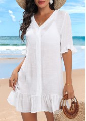 Lightweight White Button Up Cover Up | thumb picture 