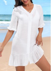 Lightweight White Button Up Cover Up | thumb picture 