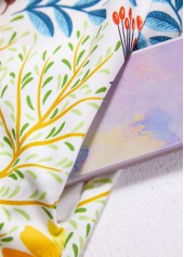 Yellow Pocket Floral Print A Line Short Sleeve Dress | thumb picture 