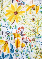 Yellow Pocket Floral Print A Line Short Sleeve Dress | thumb picture 