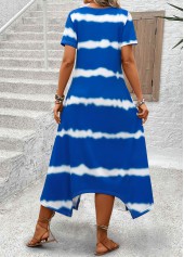 Sky Blue Pocket Tie Dye Print A Line Dress | thumb picture 