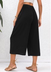 Black Pocket Elastic Waist High Waisted Pants | thumb picture 
