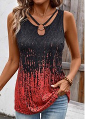 Plus Size Dark Grey Marl Circular Ring Tank Top | thumb picture 