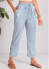 Dusty Blue Double Side Pockets Geometric Print Pants | thumb picture 
