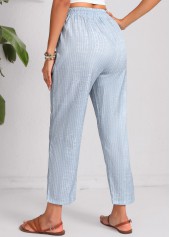 Dusty Blue Double Side Pockets Geometric Print Pants | thumb picture 