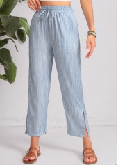 Dusty Blue Double Side Pockets Geometric Print Pants | thumb picture 