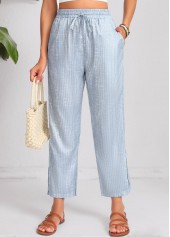 Dusty Blue Double Side Pockets Geometric Print Pants | thumb picture 