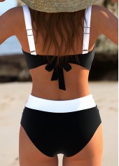 Patchwork Black Tie Square Neck Bikini Set | thumb picture 