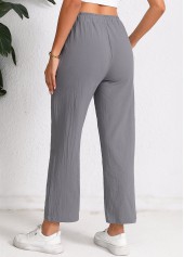 Dark Grey Pocket Elastic Waist High Waisted Pants