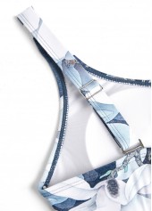 Tie Floral Print Denim Blue One Piece Swimdress | thumb picture 