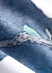 Tie Floral Print Denim Blue One Piece Swimdress | thumb picture 