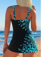Tie Leaf Print Cyan One Piece Swimdress | thumb picture 