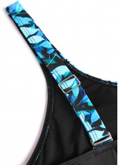 Tie Leaf Print Cyan One Piece Swimdress | thumb picture 