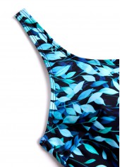 Tie Leaf Print Cyan One Piece Swimdress | thumb picture 