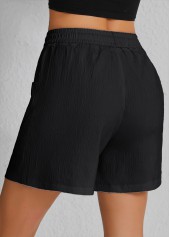 Black Pocket Elastic Waist High Waisted Shorts | thumb picture 