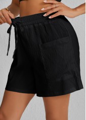 Black Pocket Elastic Waist High Waisted Shorts | thumb picture 