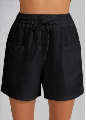 Black Pocket Elastic Waist High Waisted Shorts | thumb picture 