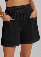 Black Pocket Elastic Waist High Waisted Shorts | thumb picture 