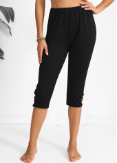 Black High Waisted Capri Elastic Waist Leggings | thumb picture 