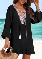 Patchwork Lace Up Black Cover Up | thumb picture 