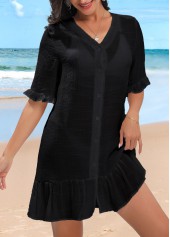 Lightweight Black Button Up Cover Up | thumb picture 
