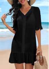 Lightweight Black Button Up Cover Up | thumb picture 
