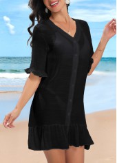 Lightweight Black Button Up Cover Up | thumb picture 