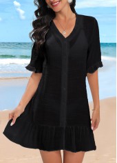 Lightweight Black Button Up Cover Up | thumb picture 