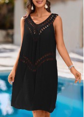 Patchwork V Neck Black Cover Up | thumb picture 