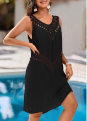 Patchwork V Neck Black Cover Up | thumb picture 