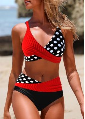 Criss Cross Polka Dot Red Bikini Set
