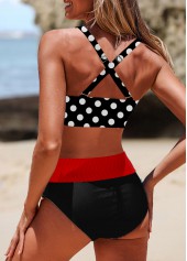 Criss Cross Polka Dot Red Bikini Set | thumb picture 