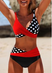 Criss Cross Polka Dot Red Bikini Set | thumb picture 