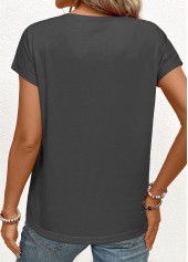 Dark Grey Patchwork Tribal Print Short Sleeve T Shirt | thumb picture 