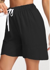 Black Drawstring Elastic Waist High Waisted Shorts | thumb picture 