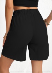 Black Drawstring Elastic Waist High Waisted Shorts | thumb picture 