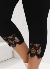 Black Patchwork Plus Size Skinny Elastic Waist Pants | thumb picture 