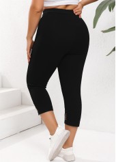 Black Patchwork Plus Size Skinny Elastic Waist Pants | thumb picture 