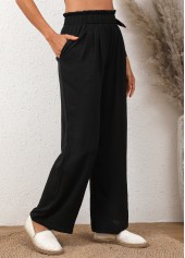 Black Bowknot Elastic Waist High Waisted Pants | thumb picture 