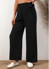 Black Bowknot Elastic Waist High Waisted Pants | thumb picture 