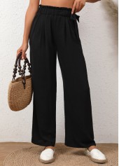Black Bowknot Elastic Waist High Waisted Pants | thumb picture 