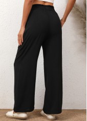Black Bowknot Elastic Waist High Waisted Pants | thumb picture 