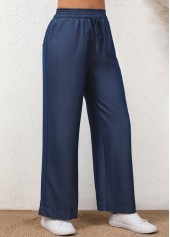 Denim Blue Drawstring Elastic Waist High Waisted Jeans | thumb picture 