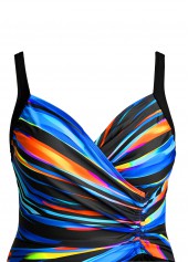 Surplice Dazzle Colorful Print Black One Piece Swimwear | thumb picture 